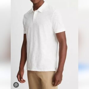 Vince Classic Slub Polo Shirt Mens XL White Casual Comfy Minimalist Retro 90s